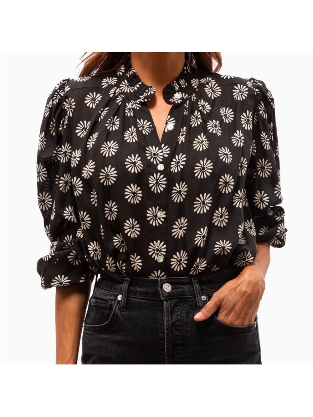 Alix of Bohemia Annabel Black Daisy Top, XS